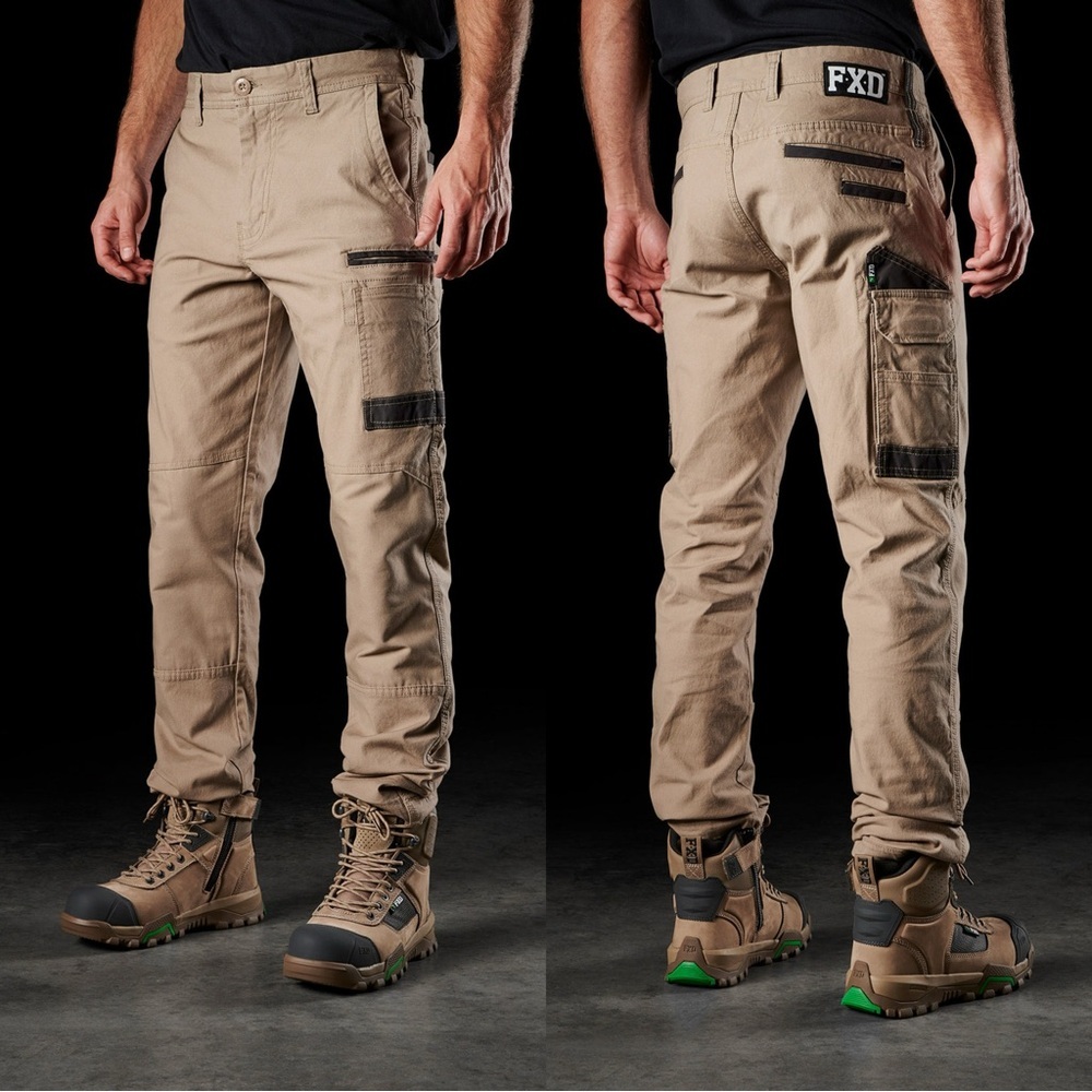 FXD Men’s Dura500 WP-3 Stretch Work Pants Canvas Slim Leg Workwear Khaki 40X35